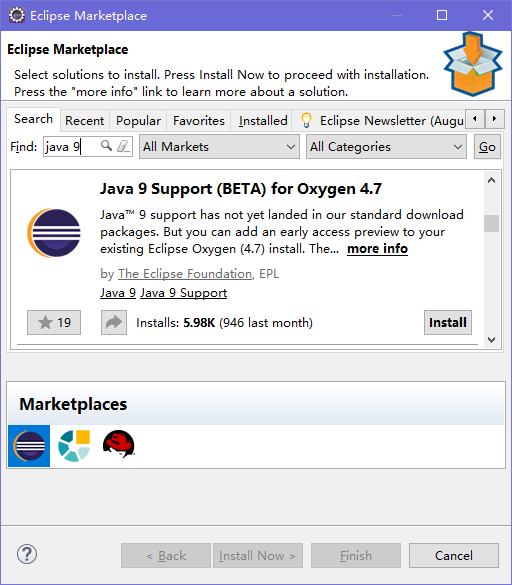 Eclipse 安装 Java 9 插件